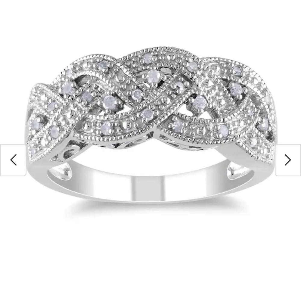 Braided Silver Ring with 1/8 carat diamonds